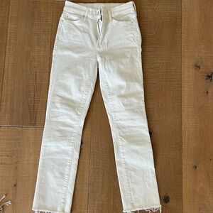 Mother the rascal crop fray jeans white 24